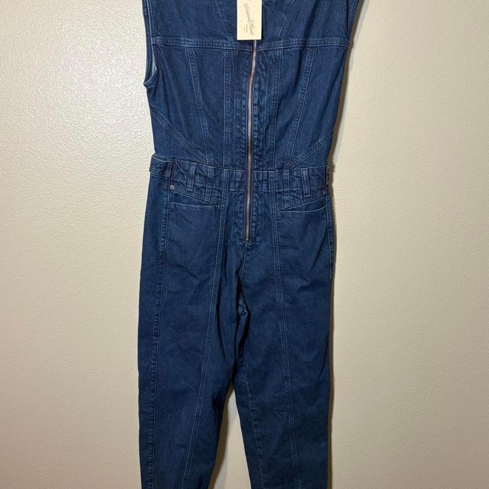 Universal Thread Womens Dark Wash Denim Sleeveless Zip Front Jumpsuit Size 4 NWT